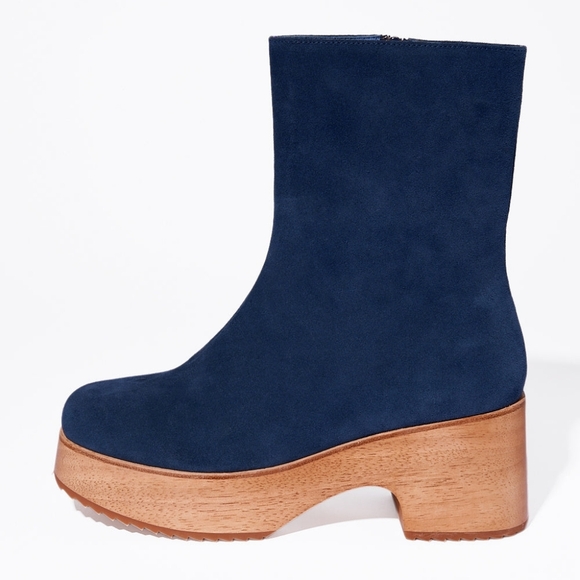 Charlotte Stone Blue Ankle Boots with Tan Sole - Picture 1 of 7